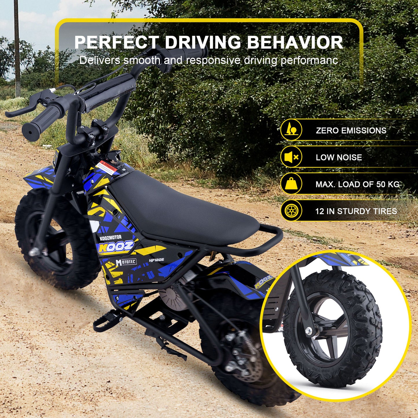MotoTec 24V 250W (HP120E) Electric Mini Bike Blue - view 3