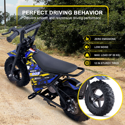 MotoTec 24V 250W (HP120E) Electric Mini Bike Blue - view 3
