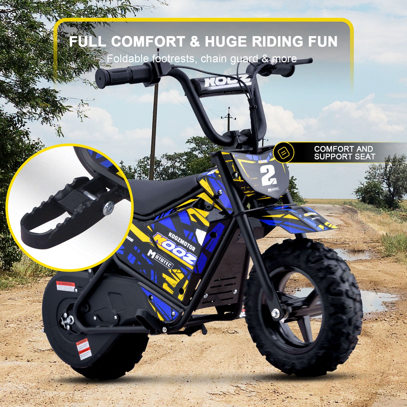 MotoTec 24V 250W (HP120E) Electric Mini Bike Blue - view 5