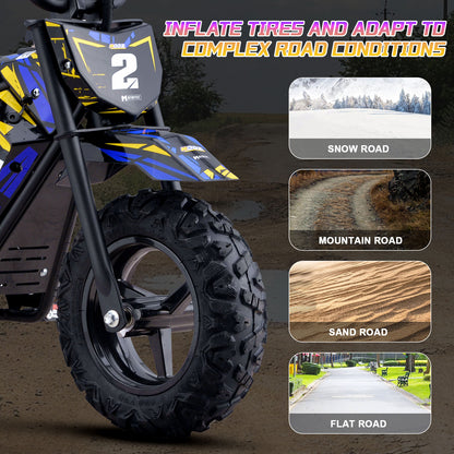 MotoTec 24V 250W (HP120E) Electric Mini Bike Blue - view 6