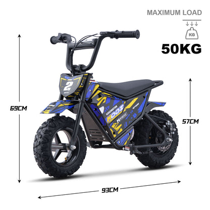 MotoTec 24V 250W (HP120E) Electric Mini Bike Blue - view 7