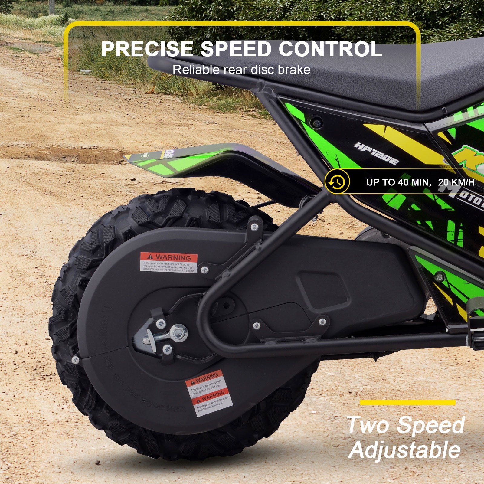 MotoTec 24V 250W (HP120E) Electric Mini Bike Green - view 4