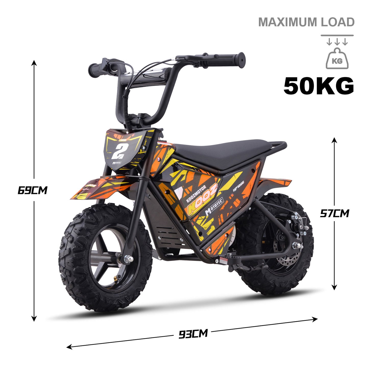 MotoTec 24V 250W (HP120E) Electric Mini Bike Orange - view 7