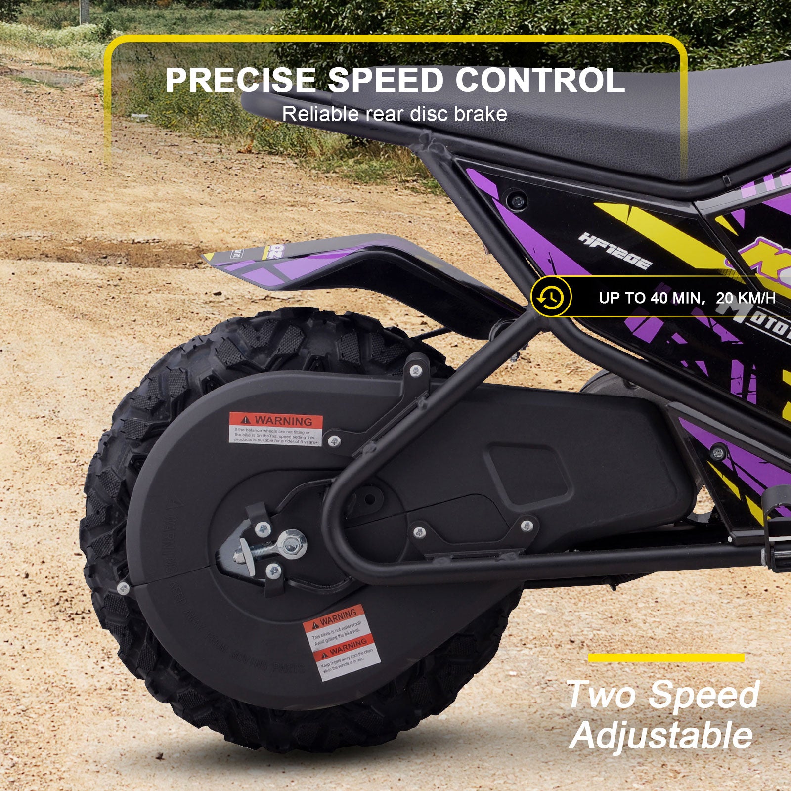 MotoTec 24V 250W (HP120E) Electric Mini Bike Purple - view 4