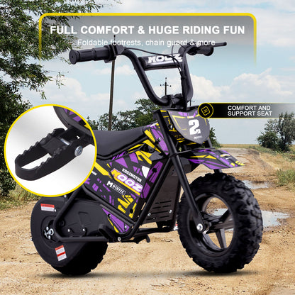 MotoTec 24V 250W (HP120E) Electric Mini Bike Purple - view 5