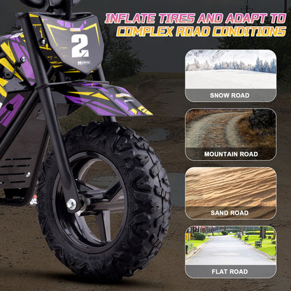 MotoTec 24V 250W (HP120E) Electric Mini Bike Purple - view 6