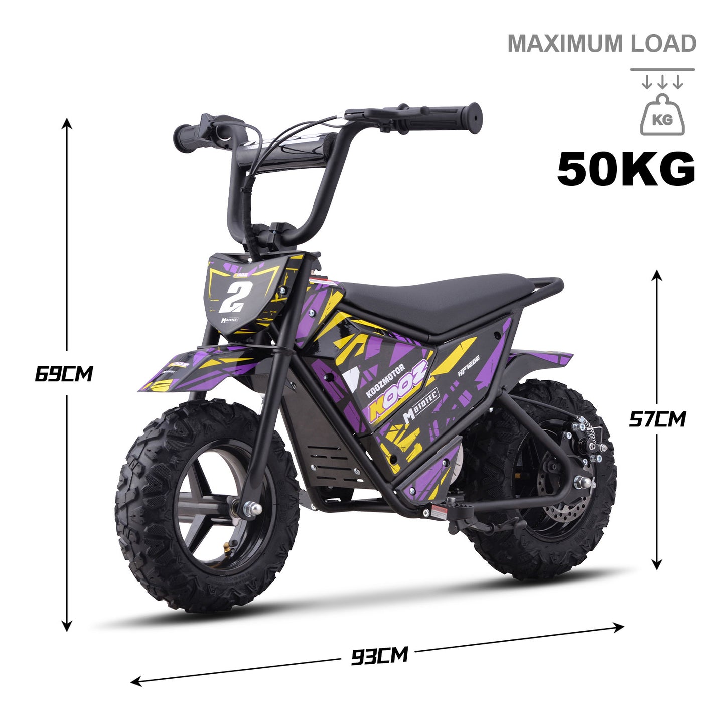 MotoTec 24V 250W (HP120E) Electric Mini Bike Purple - view 7