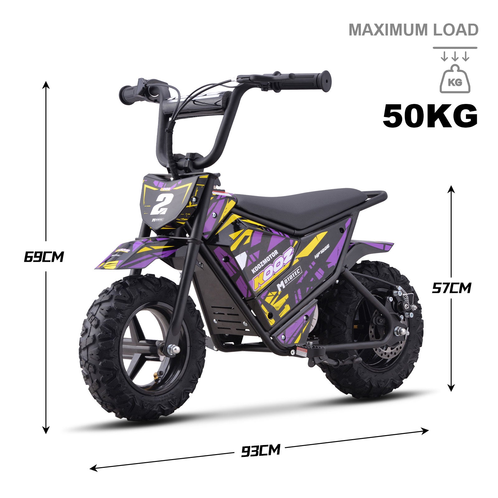 MotoTec 24V 250W (HP120E) Electric Mini Bike Purple - view 7
