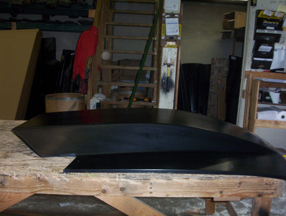 1987-1993 Mustang 6" Pin-On Fiberglass Hood With Cowl Induction Scoop Extended To Windshield - Glasstek H9081 - view 4