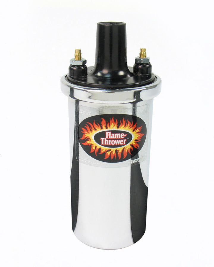 Pertronix Ignition Ignition Coil - Flame Thrower - Canister - 1.50 ohm - Female Socket - 40000V - Oil Filled - Chrome