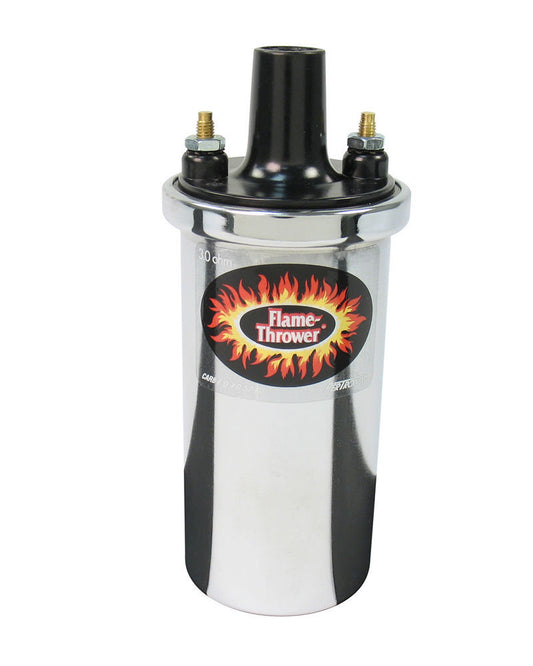 Pertronix Ignition Ignition Coil - Flame Thrower - Canister - 3.00 ohm - Female Socket - 40000V - Oil Filled - Chrome