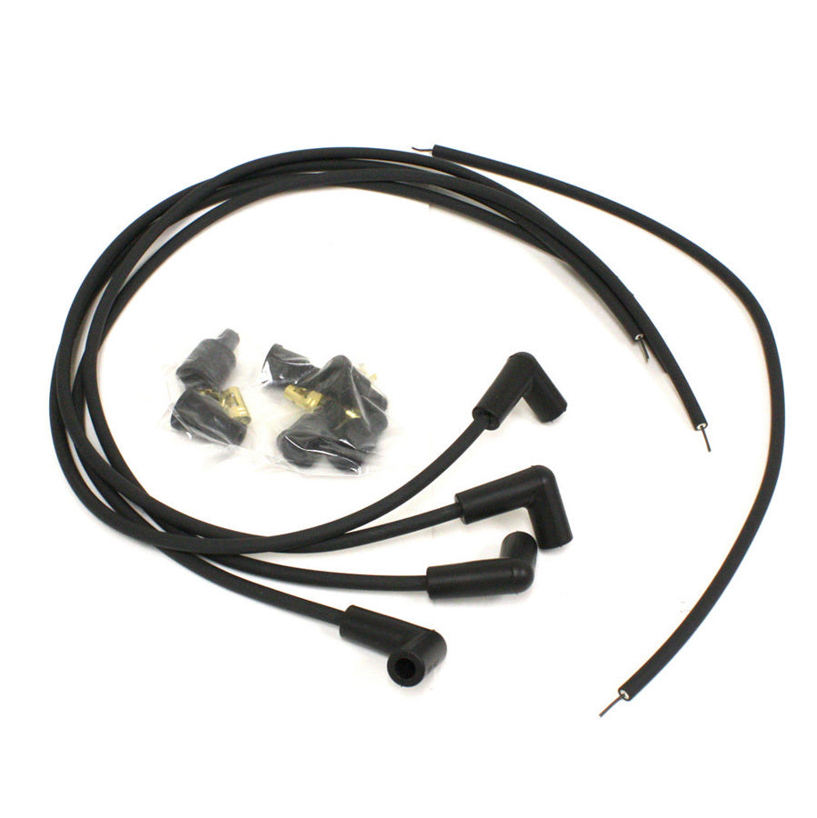 Pertronix Ignition Spark Plug Wire Set - Flame-Thrower - 7 mm - Black - 90 Degree Plug Boots - HEI / Socket Style -