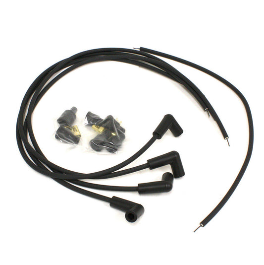Pertronix Ignition Spark Plug Wire Set - Flame-Thrower - 7 mm - Black - 90 Degree Plug Boots - HEI / Socket Style -