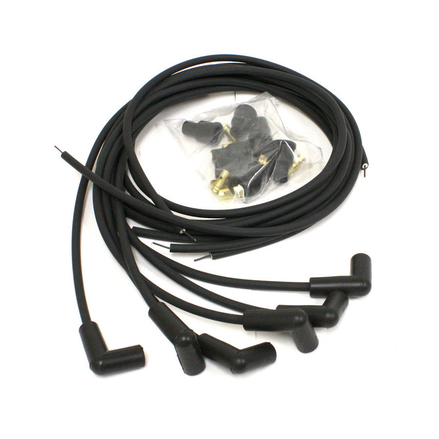 Pertronix Ignition Spark Plug Wire Set - Flame-Thrower - 7 mm - Black - 90 Degree Plug Boots - Socket Style -