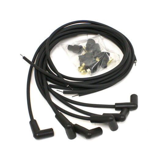 Pertronix Ignition Spark Plug Wire Set - Flame-Thrower - 7 mm - Black - 90 Degree Plug Boots - Socket Style -