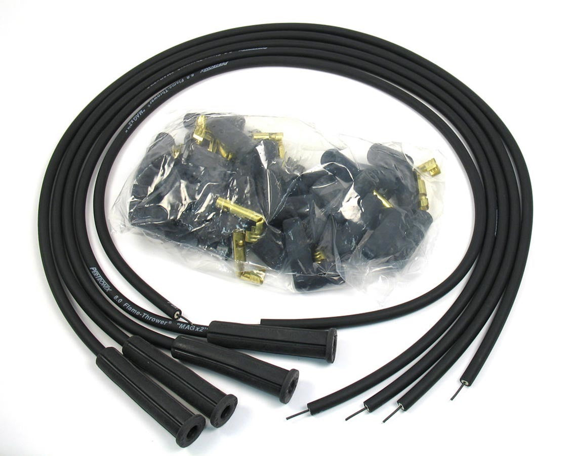 Pertronix Ignition Spark Plug Wire Set - Magx2 - Spiral Core - 8 mm - Black - Straight Plug Boots - HEI Style -