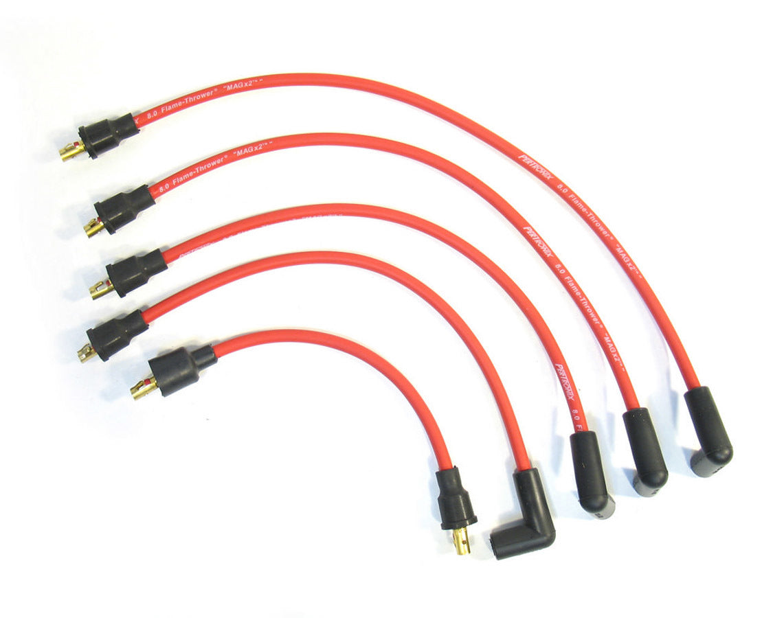 Pertronix Ignition Spark Plug Wire Set - Flame-Thrower - Spiral Core - 8 mm - Red - 90 Degree Plug Boots - Socket
