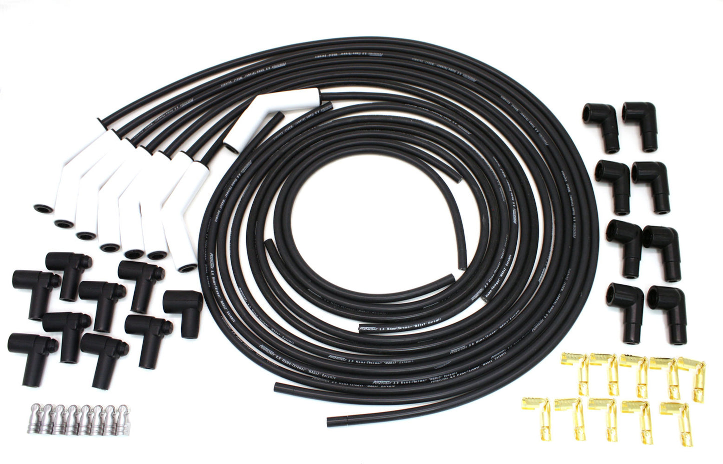 Pertronix Ignition Spark Plug Wire Set - Flame-Thrower - Spiral Core - 8 mm - Black - 45 Degree Ceramic Boot - HEI /
