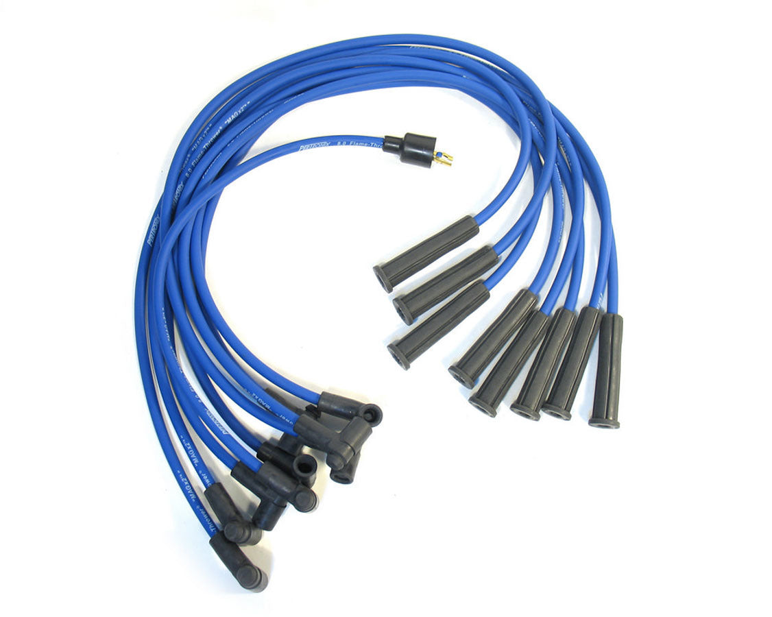 Pertronix Ignition Spark Plug Wire Set - Flame-Thrower - Spiral Core - 8 mm - Blue - Straight Plug Boots - Small Block