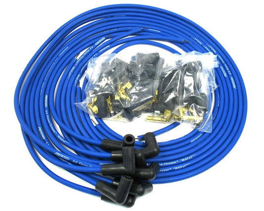 Pertronix Ignition Spark Plug Wire Set - Magx2 - Spiral Core - 8 mm - Blue - 90 Degree Plug Boots - HEI / Socket Style