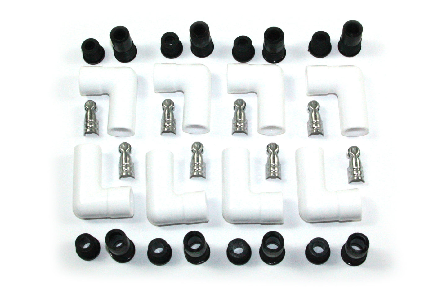 Pertronix Ignition Boot / Terminal Kit - Spark Plug - 8 mm - 90 Degree - White - Set of 8