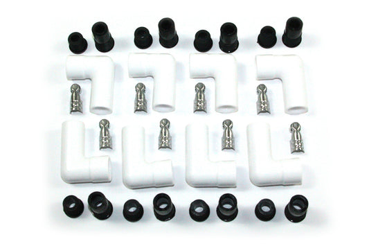 Pertronix Ignition Boot / Terminal Kit - Spark Plug - 8 mm - 90 Degree - White - Set of 8