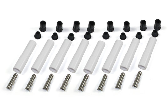Pertronix Ignition Boot / Terminal Kit - Spark Plug - 8 mm - Straight - White - Set of 8
