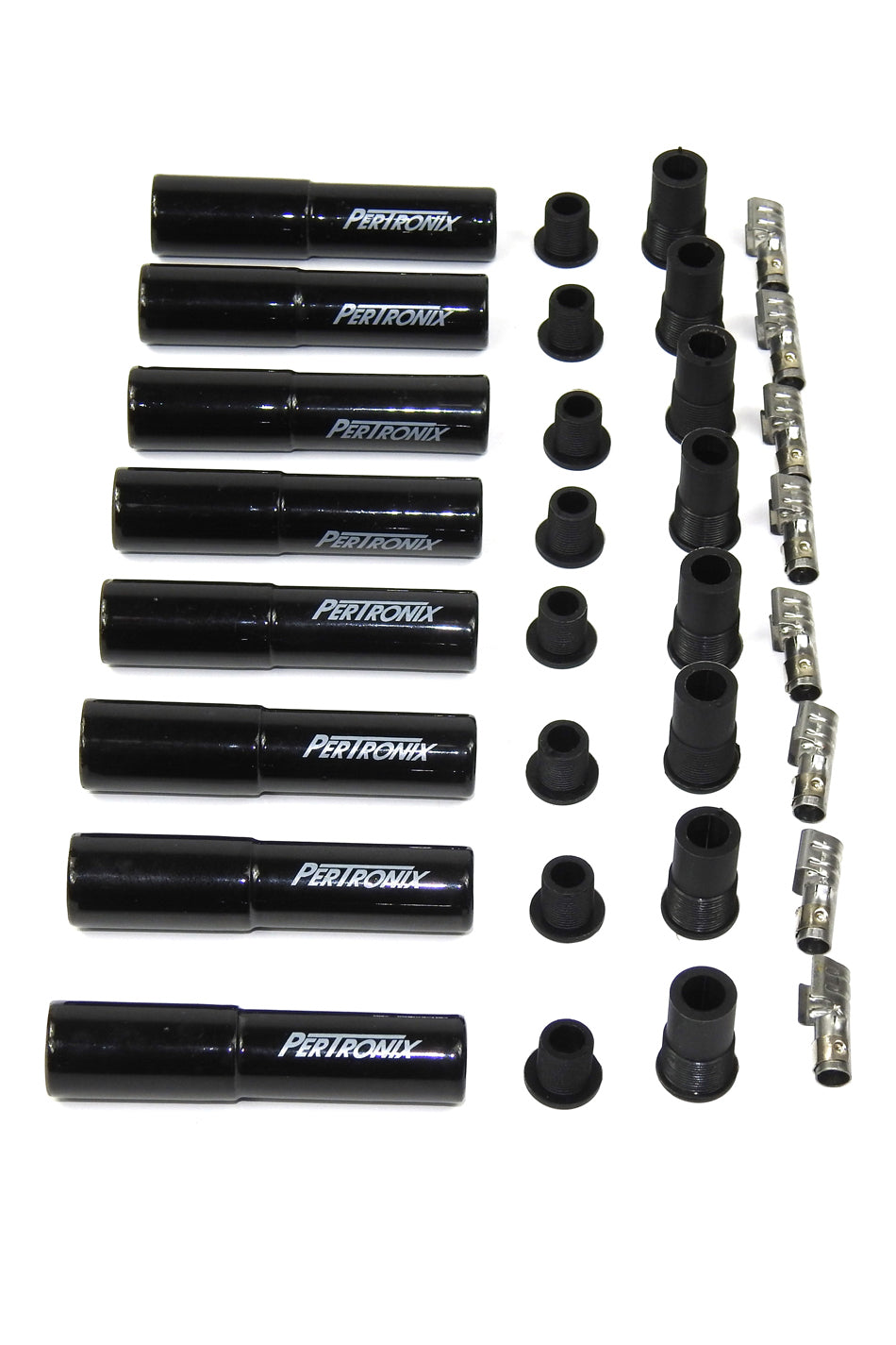 Pertronix Ignition Boot / Terminal Kit - Spark Plug - 8 mm - Straight - Black - Set of 8