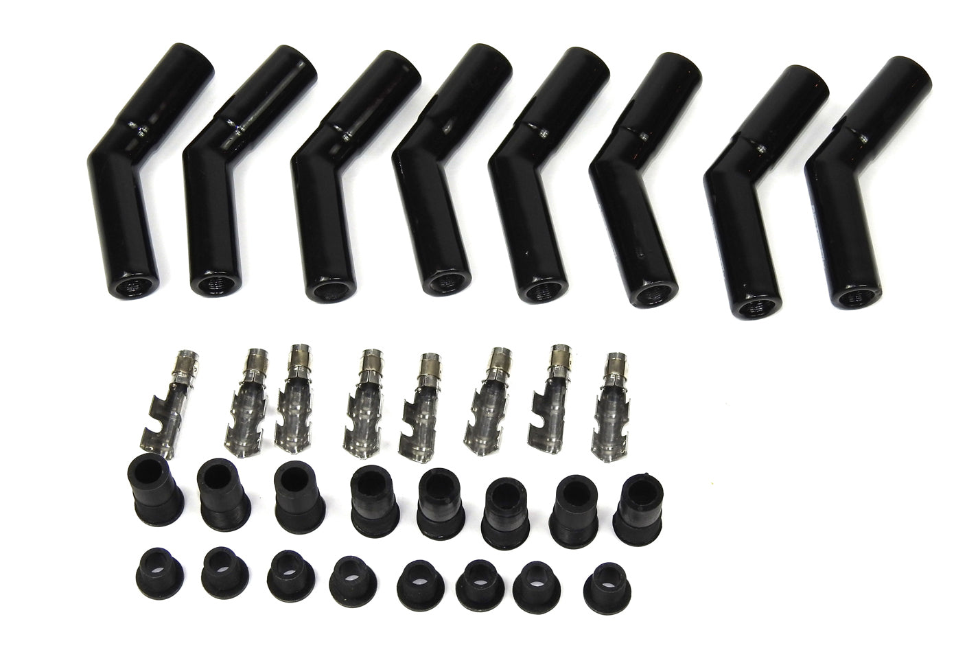 Pertronix Ignition Boot / Terminal Kit - Spark Plug - 8 mm - 45 Degree - Black - Set of 8