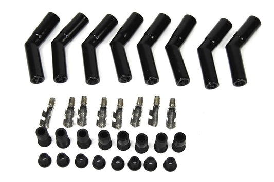 Pertronix Ignition Boot / Terminal Kit - Spark Plug - 8 mm - 45 Degree - Black - Set of 8