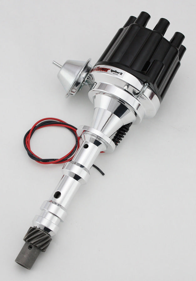 Pertronix Ignition Distributor - Flame-Thrower Plug N Play Billet - Magnetic Pickup - Vacuum Advance - Socket Style -