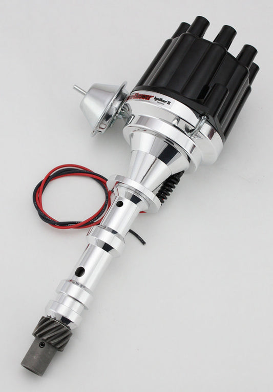 Pertronix Ignition Distributor - Flame-Thrower Plug N Play Billet - Magnetic Pickup - Vacuum Advance - Socket Style -