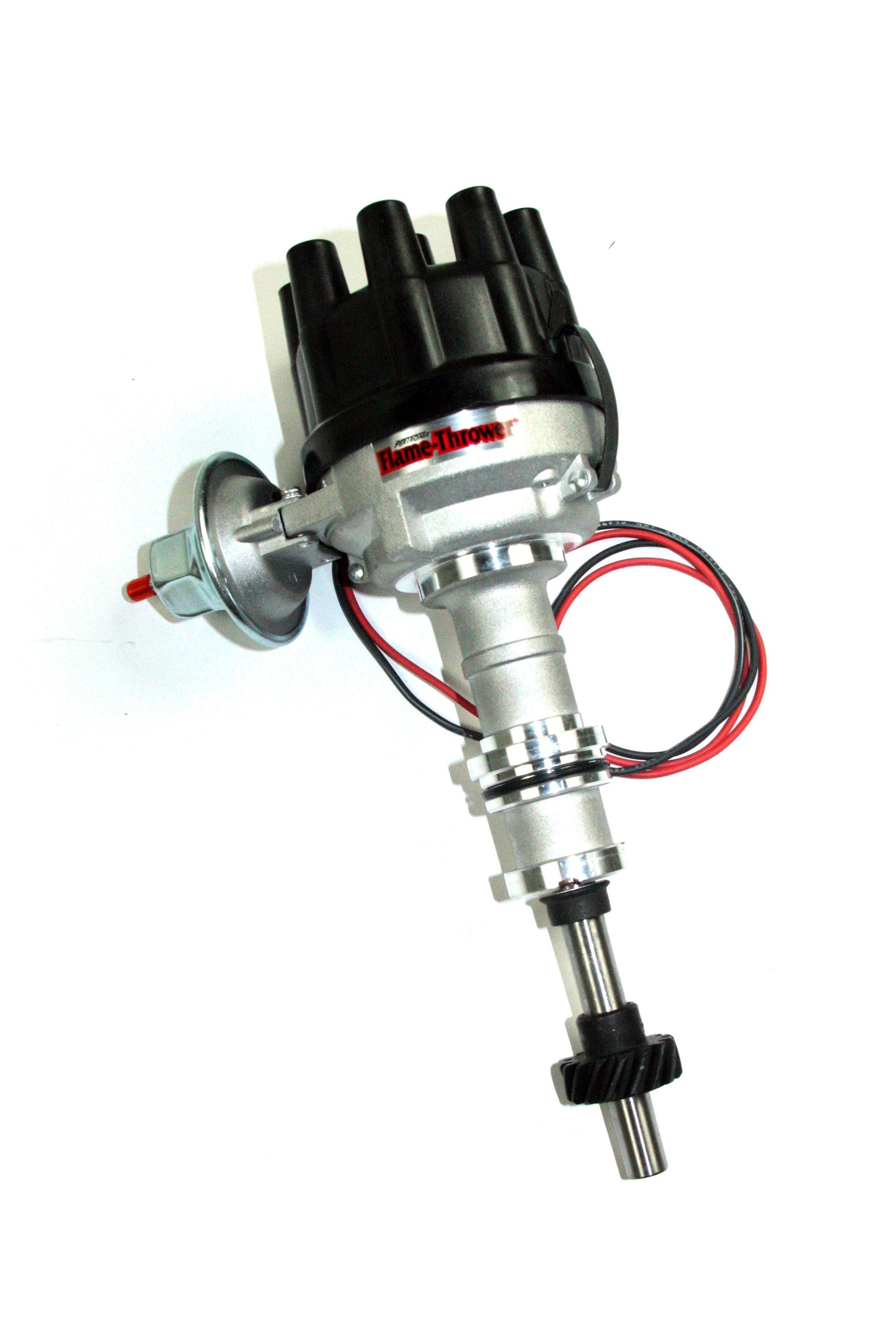 Pertronix Ignition Distributor - Flame-Thrower Stock Look - Magnetic Pickup - Vacuum Advance - Socket Style - Black -