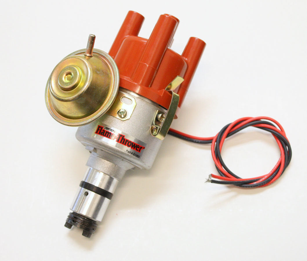 Pertronix Ignition Distributor - Flame-Thrower Type 1 - Vacuum / Mechanical Advance - Socket Style - Red - Volkswagen