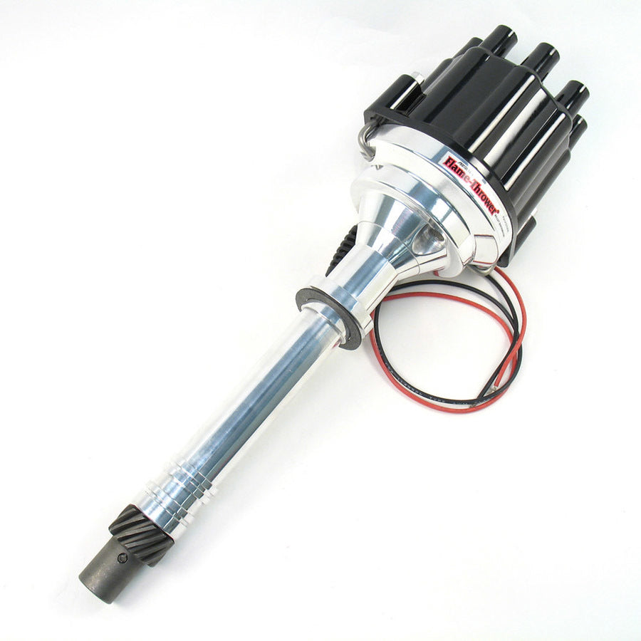 Pertronix Ignition Distributor - Flame-Thrower Billet Marine - Magnetic Pickup - Socket Style - Black - Chevy V8 - Each