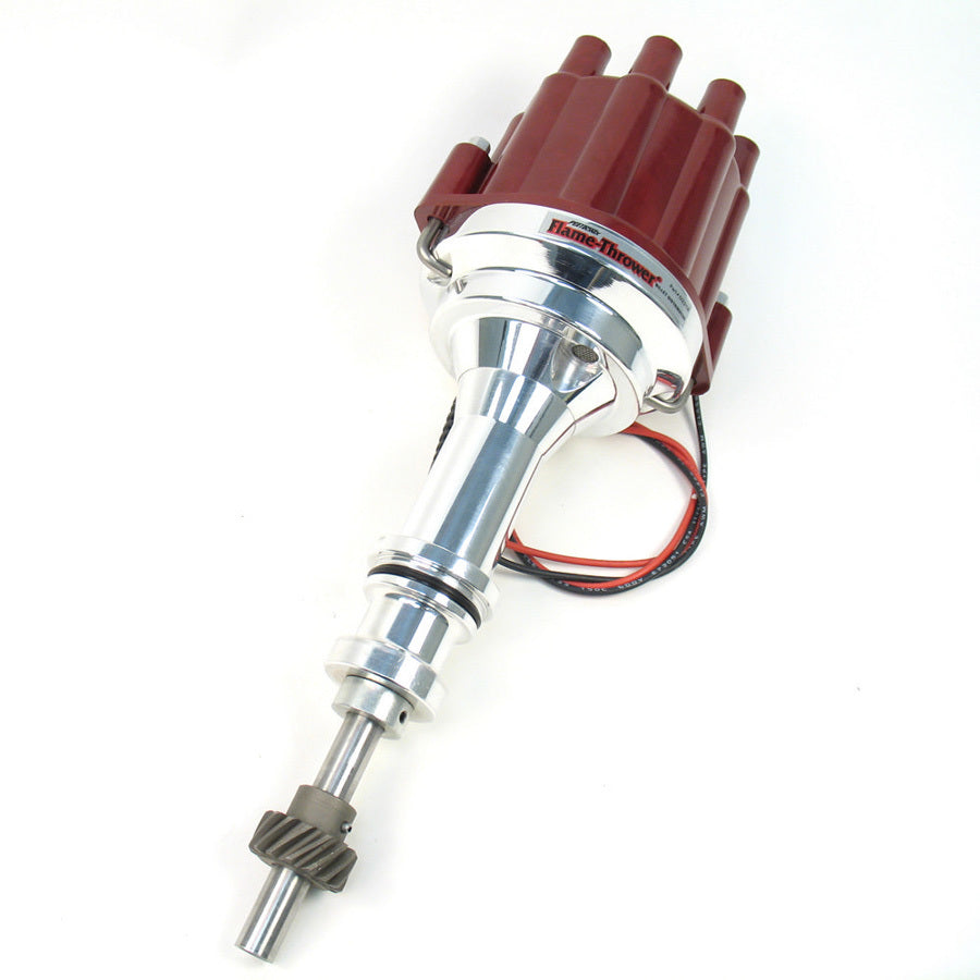 Pertronix Ignition Distributor - Flame-Thrower Billet Marine - Magnetic Pickup - Mechanical Advance - Socket Style -
