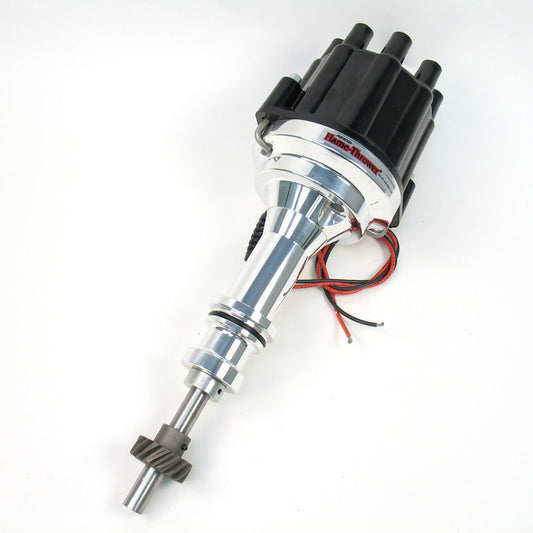 Pertronix Ignition Distributor - Flame-Thrower Billet Marine - Magnetic Pickup - Mechanical Advance - Socket Style -