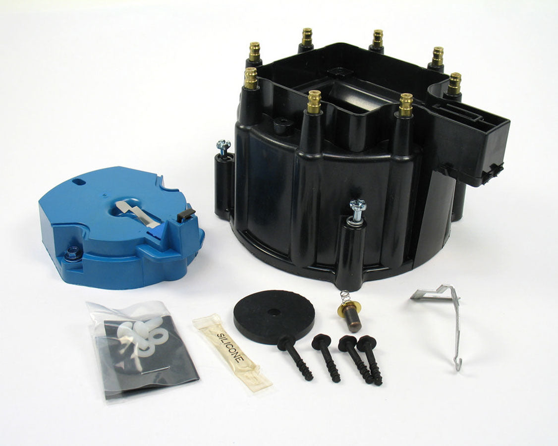 Pertronix Ignition Cap and Rotor Kit - HEI Style Terminals - Brass Terminals - Twist Lock - Plastic - Black -