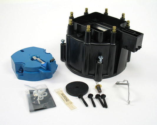 Pertronix Ignition Cap and Rotor Kit - HEI Style Terminals - Brass Terminals - Twist Lock - Plastic - Black -