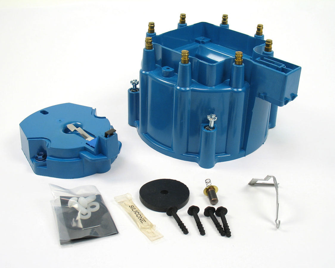 Pertronix Ignition Cap and Rotor Kit - HEI Style Terminals - Brass Terminals - Twist Lock - Plastic - Blue -