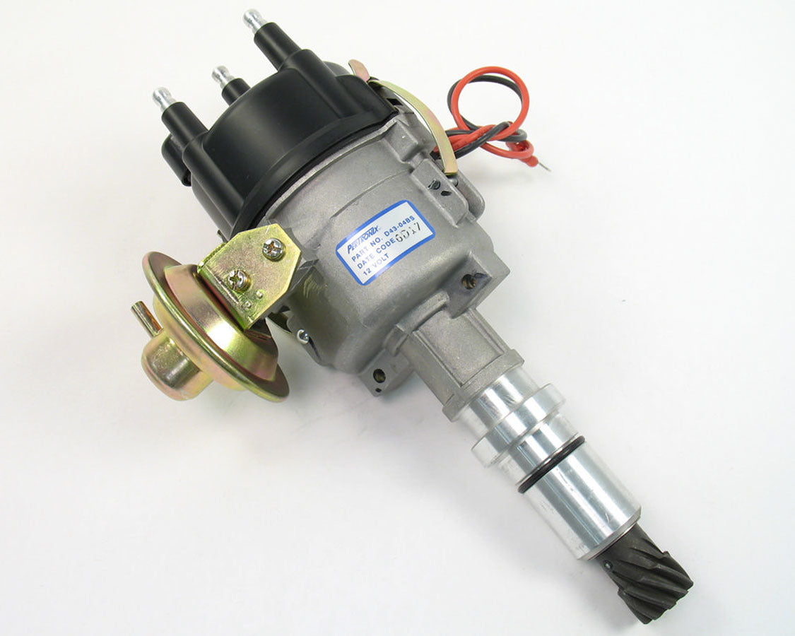 Pertronix Ignition Distributor - Industrial - Magnetic Pickup - Vacuum / Mechanical Advance - Socket Style - Black -