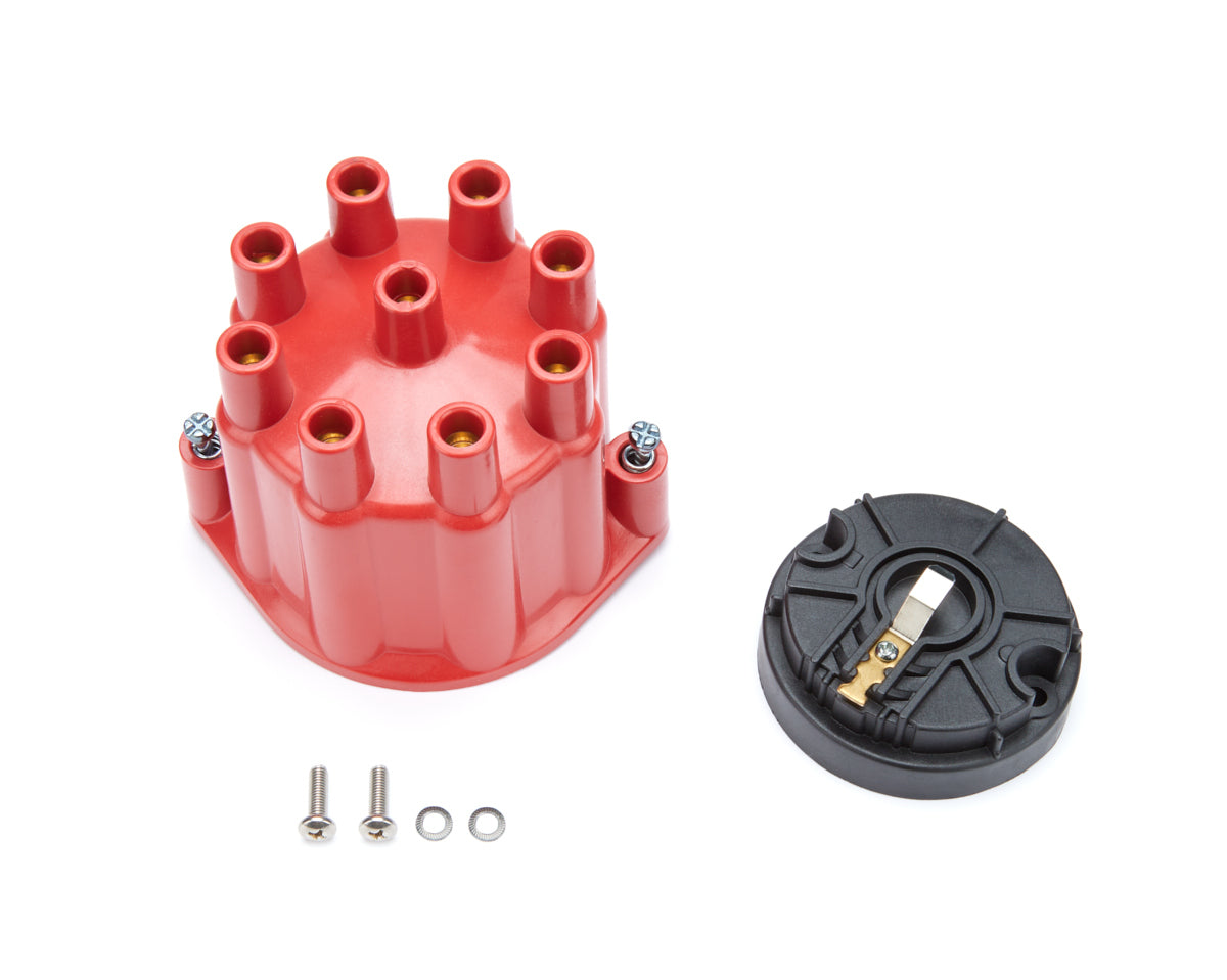 Pertronix Ignition Cap and Rotor Kit - Socket Style Terminals - Brass Terminals - Twist Lock - Plastic - Red -