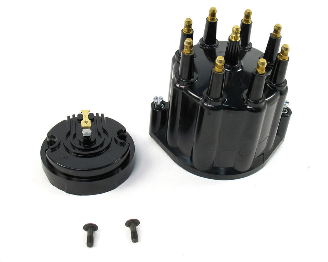 Pertronix Ignition Cap and Rotor Kit - HEI Style Terminals - Brass Terminals - Twist Lock - Plastic - Black -