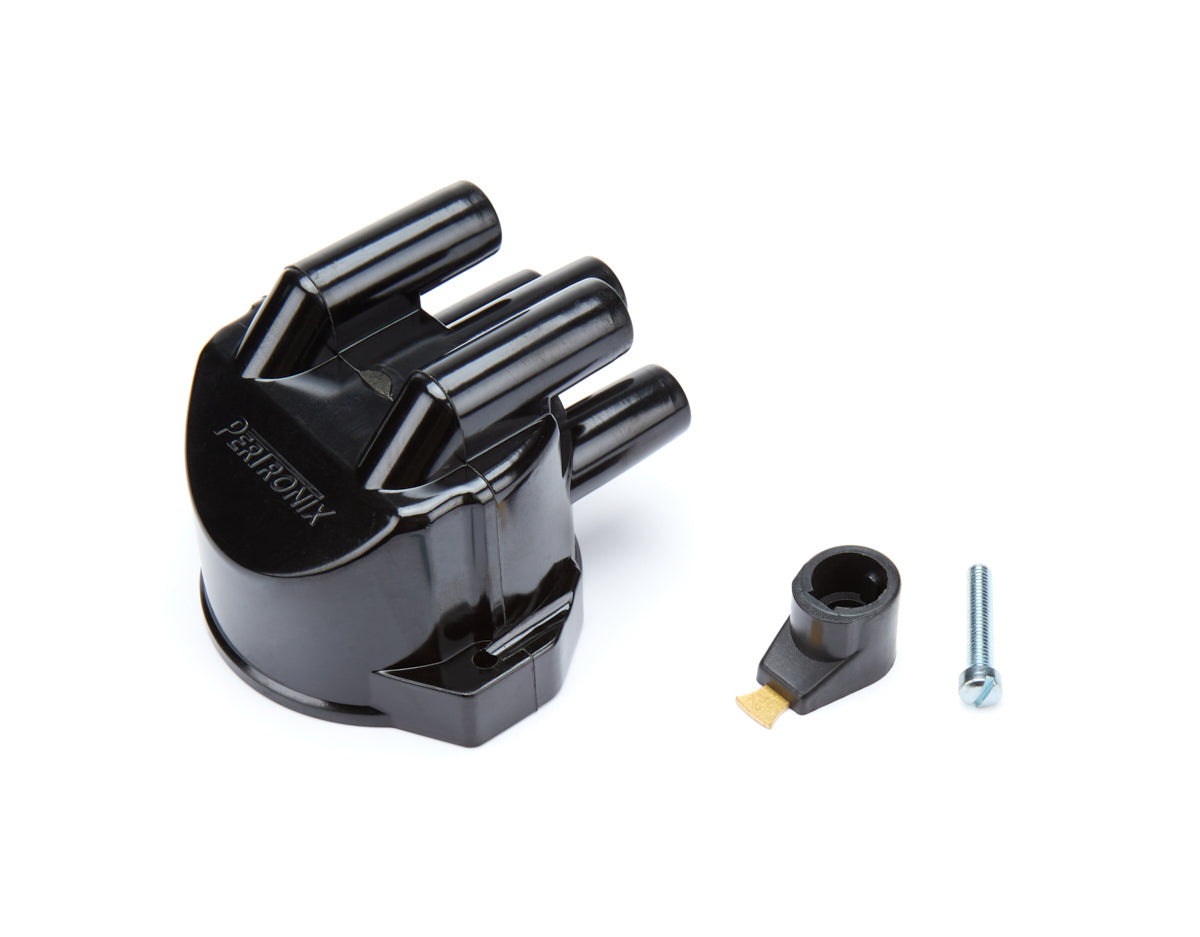 Pertronix Ignition Cap and Rotor Kit - Socket Style Terminals - Brass Terminals - Screw Down - Plastic - Black -
