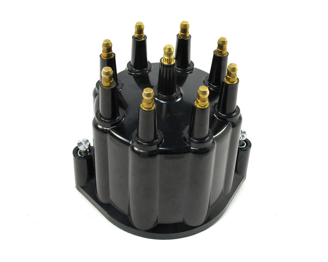 Pertronix Ignition Distributor Cap - HEI Style Terminals - Brass Terminals - Twist Lock - Plastic - Black - Non-Vented