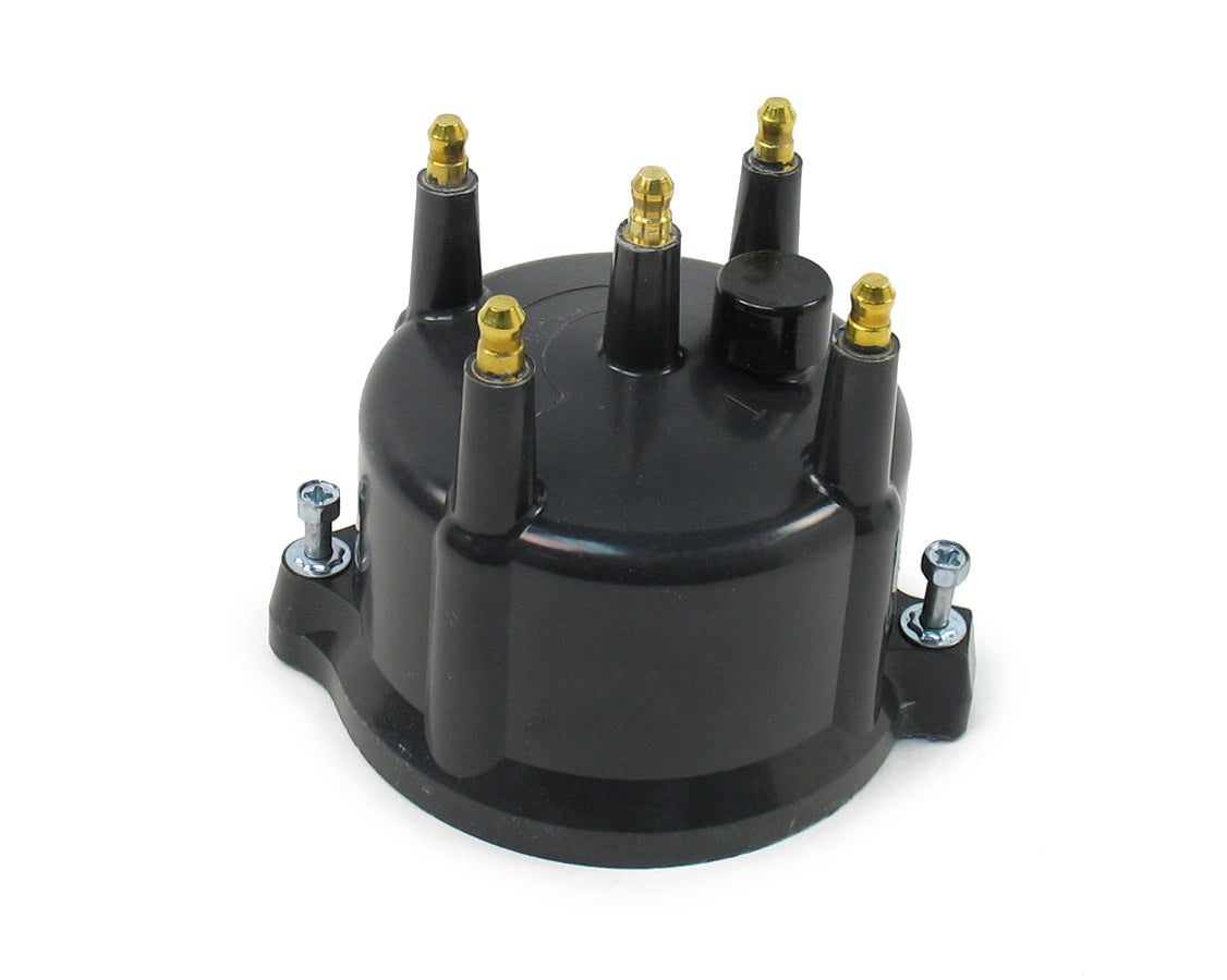 Pertronix Ignition Distributor Cap - HEI Style Terminals - Brass Terminals - Screw Down - Plastic - Black - Vented -