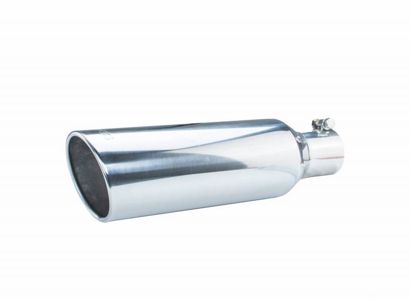 Pypes Performance Exhaust Exhaust Tip - Clamp-On - 3 in Inlet - 5 in Round Outlet - 18 in Long - Single Wall - Rolled