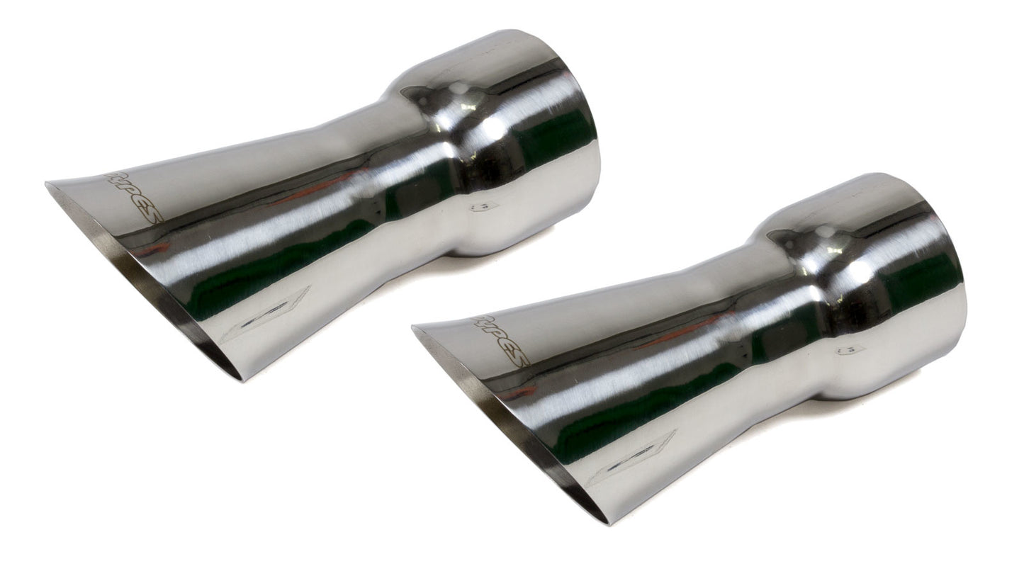 Pypes Performance Exhaust Exhaust Tip - Olds 442 Trumpet Exhaust Tips - Slip-On - 3 in Inlet - 4 in Round Outlet -
