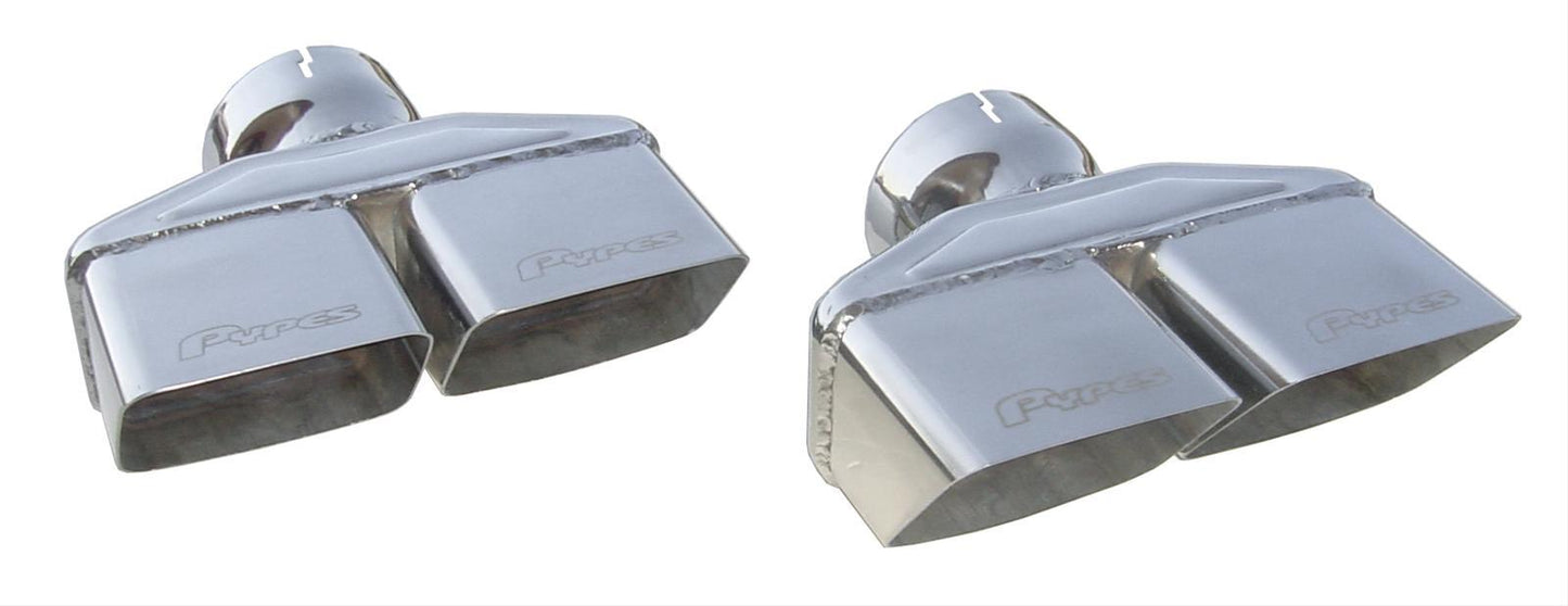 Pypes Performance Exhaust Exhaust Tip - Challenger Dual Rectangle Tips - Slip-On - 3 in Inlet - Dual 3.75 x 3.125 in