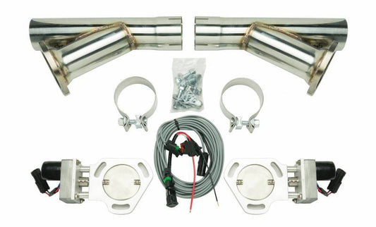 Pypes Performance Exhaust Exhaust Cut-Out - Electric - Clamp-On - Dual - 2.5 in Pipe Diameter - Hardware / Wire